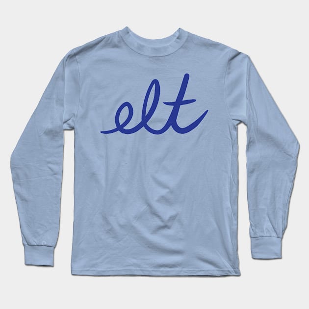 ELT Clothing Cursive Logo Blue | Large Long Sleeve T-Shirt by ELTClothing
